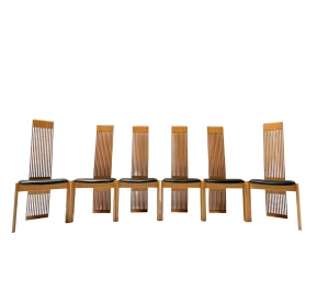 Post-Modern Slatted High Back Dining Room Chairs by Pietro Costantini, 1980s